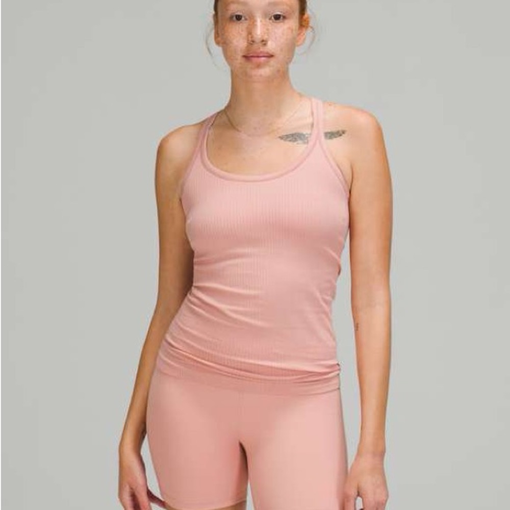 Lululemon ebb to street peach pink tank top 8